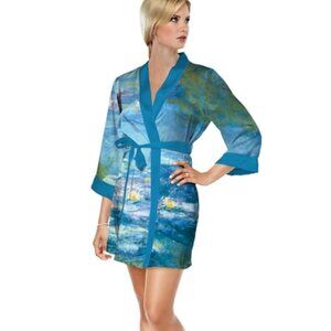 NWT Monet Water Lilies Satin Robe- S/M